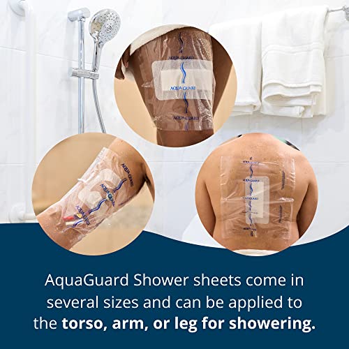 TIDI AquaGuard Sheet – 7” x 7” – Shower Protection Sheet – Self-Adhesive Moisture Barrier – Made without Latex – Wound Cover for Showering – 98 Sheets Per Package – Home Medical Supplies (50010-CSE)