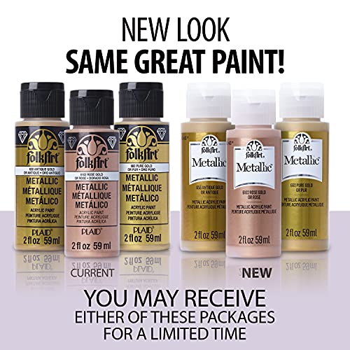 FolkArt Acrylic Metallic Paint, 2 Fl Oz (Pack of 1), Pure Gold