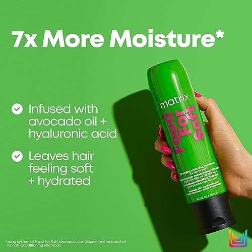 Matrix Food For Soft Conditioner | Hydrates & Detangles Dry, Brittle Hair | Moisturizes, Softens & Smooths | With Avocado Oil & Hyaluronic Acid | Suitable for Color Treated Hair | 33.8 Fl. Oz. | Vegan