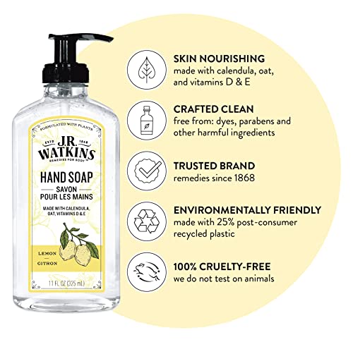 J.R. Watkins Gel Hand Soap Refill, Moisturizing Hand Wash, All Natural, Alcohol-Free, Cruelty-Free, USA Made, Lavender, 34 Fl Oz (Pack of 3)