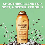 OGX Smoothing + Coconut Coffee Exfoliating Body Scrub with Arabica Coffee & Coconut Oil, Moisturizing Body Wash for Dry Skin, Paraben-Free with Sulfate-Free Surfactants, 19.5 Fl Oz (pack of 3)