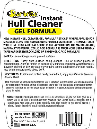 STAR BRITE Instant Hull Cleaner - 32 Oz Gel Spray - Easily Remove Stains, Scum Lines & Grime on Boat Hulls, Fiberglass, Plastic & Painted Surfaces - Easy to Use Formula (096132)