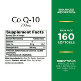 Natures Bounty CoQ10 200 mg Softgels, Heart Health & Cellular Energy Support, Twin Pack, 160 Rapid Release Softgels