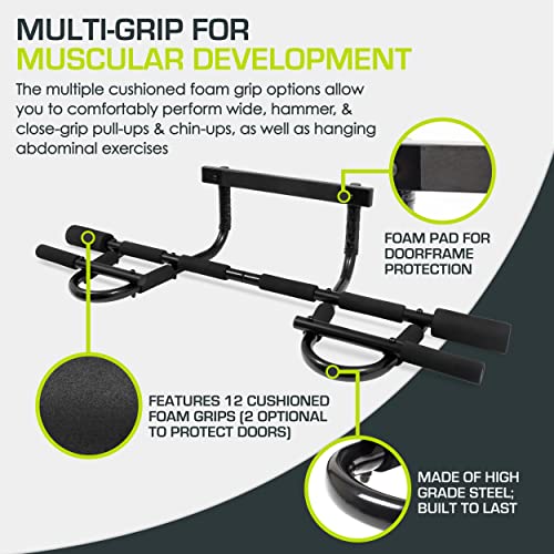 ProsourceFit Fit Multi-Grip Chin-Up/Pull-Up Bar, Heavy Duty Doorway Trainer for Home Gym