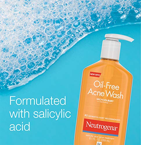 Neutrogena Oil-Free Acne Fighting Facial Cleanser with Salicylic Acid Acne Treatment medicine,, Daily Oil Free Acne Face Wash for Acne-Prone Skin with Salicylic Acid Medicine, 9.1 fl. oz