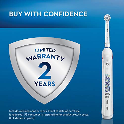 Oral-B Kids Electric Toothbrush with Coaching Pressure Sensor and Timer, Rechargeable Toothbrush with (2) Brush Heads, Sparkle & Shine