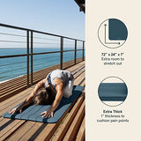 Retrospec Solana Yoga Mat 1" Thick w/Nylon Strap for Men & Women - Non Slip Exercise Mat for Home Yoga, Pilates, Stretching, Floor & Fitness Workouts, Blue Mist