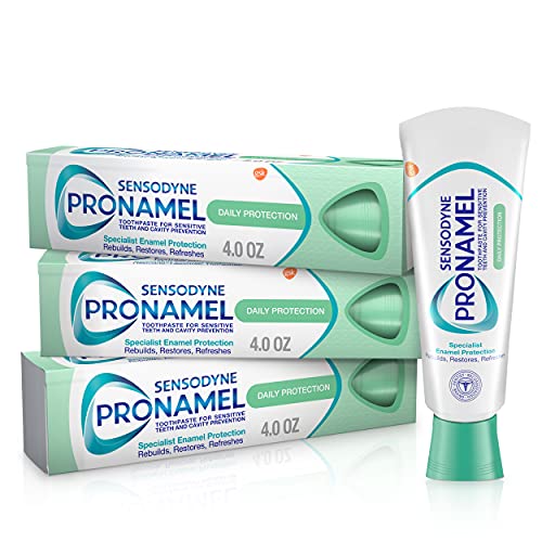 Sensodyne Pronamel Daily Protection Enamel Toothpaste for Sensitive Teeth, to Reharden and Strengthen Enamel, Mint Essence - 4 Ounce (Pack of 3)