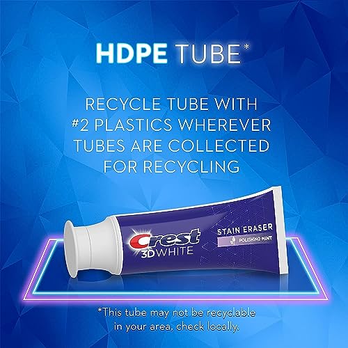 Crest 3D White Stain Eraser Teeth Whitening Toothpaste, Polishing Mint, 3.1 oz (Pack of 4)