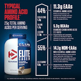 Dymatize Elite Casein Protein Powder, Slow Absorbing with Muscle Building Amino Acids, 100% Micellar Casein, 25g Protein, 5.4g BCAAs & 2.3g Leucine, Helps Overnight Recovery, Rich Chocolate, 4 Pound