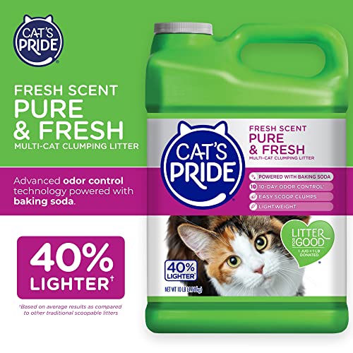 Cat's Pride Max Power: Bacterial Odor Control - Up to 10 Days of Powerful Odor Control - Strong Clumping - 99% Dust Free - Multi-Cat Litter, Scented, 15 Pounds