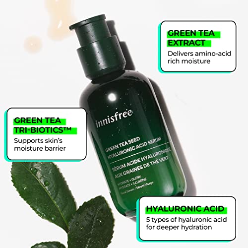 innisfree Green Tea Hyaluronic Acid Hydrating Serum Hydrate, Visibly Soothe and Support the Moisture Barrier