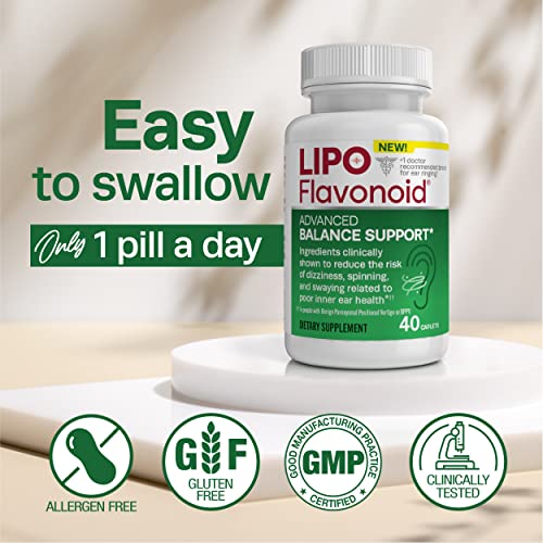 Lipo-Flavonoid Advanced Balance Support Daily Supplement, Helps Reduce The Risk of Vertigo Like Symptoms,Dizziness, Spinning and Swaying Related to Poor Inner Ear Health, 40 Caplets