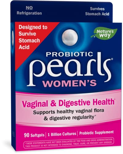 Nature's Way Probiotic Pearls for Women, Vaginal and Digestive Health Support*, Protects Against Occasional Constipation and Bloating*, 30 Softgels