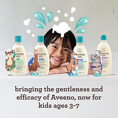 Aveeno Kids 2-in-1 Hydrating Shampoo & Conditioner, Gently Cleanses, Conditions & Detangles Kids Hair, Formulated With Oat Extract, For Sensitive Skin & Scalp, Hypoallergenic, 12 fl. oz