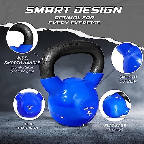 Yes4All Vinyl Coated Kettlebell Weights Set – Great for Full Body Workout and Strength Training – Vinyl Kettlebell 15 lbs