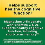 Nature Made Magnesium L-Threonate with Vitamin C & Vitamin D3, Cognitive Support Magnesium Supplement, 90 Capsules, 30 Day Supply