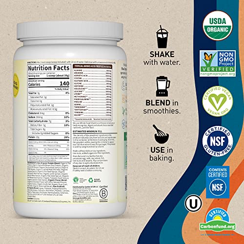 Garden of Life Organic Vegan Vanilla Protein Powder 22g Complete Plant Based Raw Protein & BCAAs Plus Probiotics & Digestive Enzymes for Easy Digestion – Non-GMO, Gluten-Free, Lactose Free 1.5 LB