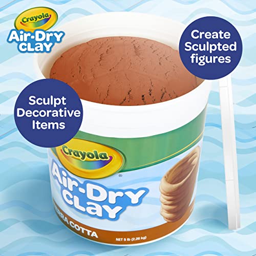 Crayola Air Dry Clay for Kids (5lbs), Reusable Bucket of Terra Cotta Clay for Sculpting, Bulk Arts and Crafts Supplies, Ages 3+