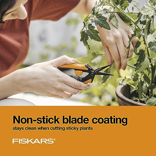 Fiskars Micro-Tip Pruning Snips - 6" Garden Shears with Sharp Precision-Ground Non-Coated Stainless Steel Blade - Gardening Tool Scissors with SoftGrip Handle