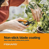 Fiskars Micro-Tip Pruning Snips - 6" Garden Shears with Sharp Precision-Ground Non-Coated Stainless Steel Blade - Gardening Tool Scissors with SoftGrip Handle