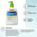 Cetaphil Intensive Healing Lotion with Ceramides 16 oz For Dry, Rough, Flaky Sensitive Skin 24-Hour Hydration Fragrance, Paraben & Gluten Free