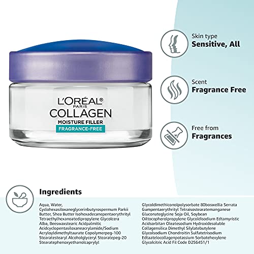 L'Oreal Paris Collagen Daily Face Moisturizer, Reduce Wrinkles, Face Cream 3.4 oz