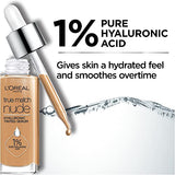 L’Oréal Paris True Match Nude Hyaluronic Tinted Serum Foundation with 1% Hyaluronic acid, Very Light 0.5-2, 1 fl. oz.