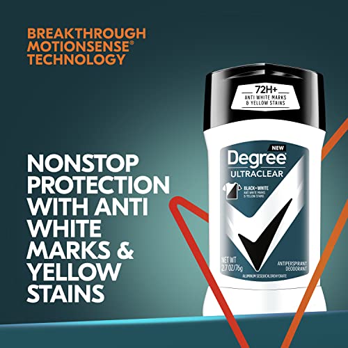 Degree Men UltraClear Antiperspirant Deodorant Black+White 2 Count 72-Hour Sweat & Odor Protection Antiperspirant For Men With MotionSense Technology 2.7 oz