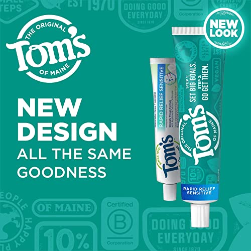 Toms of Maine Fluoride-Free Rapid Relief Sensitive Toothpaste, Fresh Mint, 4 oz. 3-Pack (Packaging May Vary)