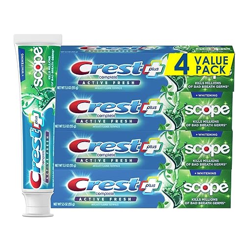 Crest Complete Active Fresh + Whitening Toothpaste, 5.5oz (Pack of 4)