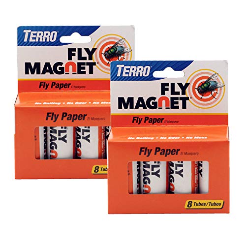 TERRO T518SR Magnet Sticky Fly Paper 16 Total Traps, 2 Pack, Brown