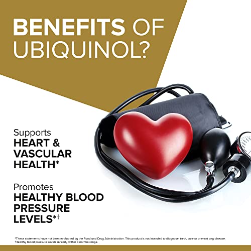 Ubiquinol CoQ10 100mg Softgels, Qunol Ubiquinol - Active form Of Coenzyme Q10, Antioxidant For Heart Health, Healthy Blood Pressure Levels, Beneficial To Statin Users, 4 Month Supply - 120 Count