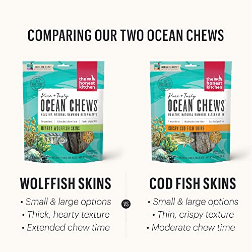 The Honest Kitchen Ocean Chews Hearty Wolffish Skins Dog Treats, 6 oz (Beams)