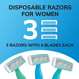 BIC Soleil Comfort Disposable Razors for Women, Sensitive Skin Razor with Aloe Vera and Vitamin E Lubricating Strip and 4 Blades, 10 Piece Razor Set