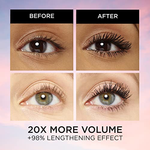 LOreal Paris Voluminous Makeup Lash Paradise Mascara, Voluptuous Volume, Intense Length, Feathery Soft Full Lashes, No Flaking, No Smudging, No Clumping, Blackest Black, 1 Count, Packaging May Vary