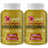 Ubiquinol CoQ10 200mg Softgels, Qunol Ubiquinol 200mg - Active Form of Coenzyme Q10, Antioxidant for Heart Health - 60 Count (Pack of 2)