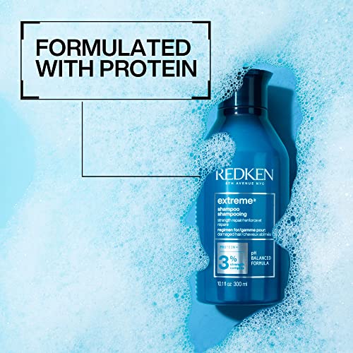 Redken Extreme Shampoo | Prevents Hair Breakage & Repair for Damaged Hair | Strengthen and Fortify | Infused With Proteins | For Weak, Brittle Hair | 10.1 Fl Oz