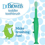 Dr. Brown's Baby and Toddler Toothbrush, Green and Orange Dinosaur 2-Pack, 1-4 Years