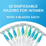 BIC Soleil Comfort Disposable Razors for Women, Sensitive Skin Razor with Aloe Vera and Vitamin E Lubricating Strip and 4 Blades, 10 Piece Razor Set