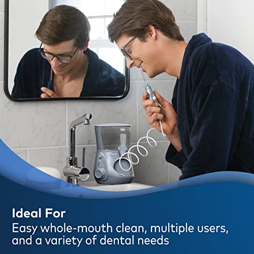 Waterpik Aquarius Water Flosser Professional For Teeth, Gums, Braces, Dental Care, Electric Power With 10 Settings, 7 Tips For Multiple Users And Needs, ADA Accepted, Gray WP-667CD