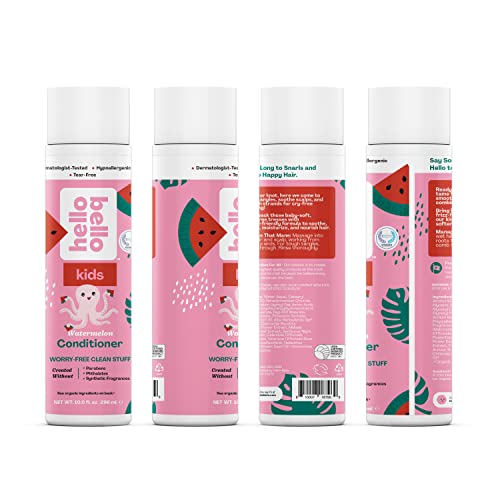 Hello Bello Kid’s Conditioner - Hypoallergenic, pH-Balanced & Dermatologist-Tested - Thoughtful Ingredients - Watermelon, 10 Fl Oz (1 Pack)