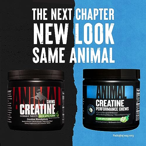 Animal Creatine Chews Tablets - Enhanced Creatine Monohydrate with AstraGin to Improve Absorption, Sea Salt for Added Pumps, Delicious and Convenient Chewable Tablets - Fruit Punch