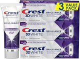 Crest 3D White Brilliance Purple Teeth Whitening Toothpaste - Pack of 3, 3.5 oz Tubes - Anticavity Fluoride Toothpaste -100% More Surface Stain Removal - 24 Hour Active Stain Prevention