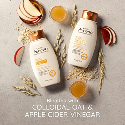 Aveeno Apple Cider Vinegar Sulfate-Free Conditioner for Balance & High Shine, Daily Moisturizing & Scalp Soothing Conditioner for Oily or Dull Hair, Paraben & Dye-Free, 12oz