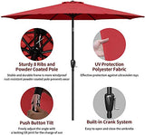 Simple Deluxe 9' Patio Umbrella Outdoor Table Market Yard Umbrella with Push Button Tilt/Crank, 8 Sturdy Ribs for Garden, Deck, Backyard, Pool, Red