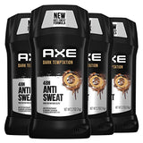 AXE Antiperspirant Stick For Men For Long Lasting Freshness Dark Temptation All Day Fresh Scent 48 Hour Anti Sweat Mens Deodorant 2.7oz 4 Count