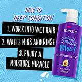 Aussie Deep Conditioner For Dry Hair with Avocado, Paraben Free, 3 Minute Miracle Moist, 16 Fl Oz Each, Triple Pack