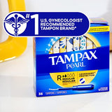 Tampax Pearl Tampons Multi Pack, with LeakGuard Braid, Regular/Super/Super Plus Absorbency, Unscented, 47 Count