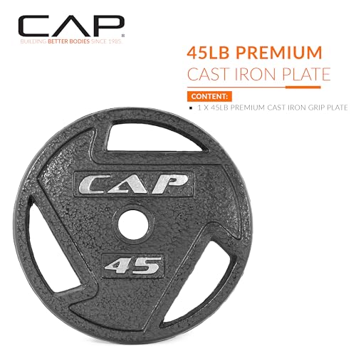 CAP Barbell 2-Inch Olympic Grip Weight Plate, 25 lb, Single Black